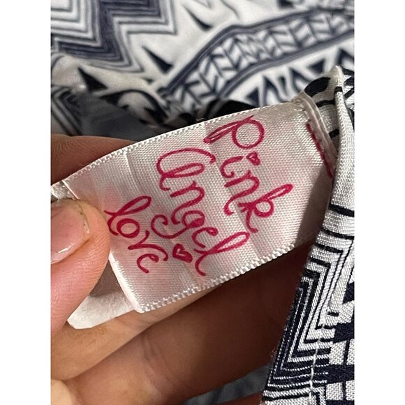 pink angel love sleeveless shirt black white geometric ruffle junior large READ - Picture 7 of 9